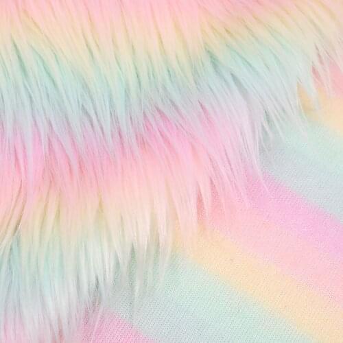 50*160cm Gradient Rainbow Soft Plush Faux Fur Fabric For Patchwork Sewing Material Garment Diy Home Decoration