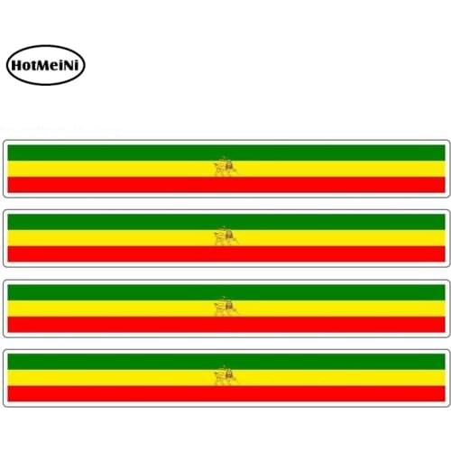 HotMeiNi 13cm x 1.7cm 4pcs Car Stripe Motorcycle Racing Flag Sticker Car Bumper Decal Bike Moto Ethiopia Rasta Car Stickers