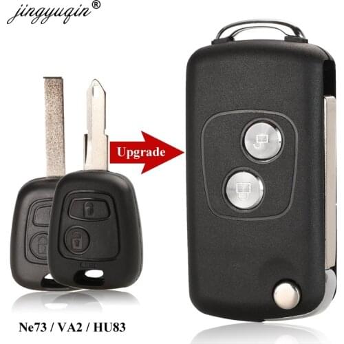 Jingyuqin 2 BTN Modified Flip Remote Car key Shell for Citroen C1 C2 C3 C4 Picasso Xsara Peugeot 206 306 307 107 207 407 Partner