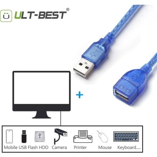USB 2.0 Cable High Speed USB Extension Cable 2.0 Male to Female For PC Laptop 1.5m USB Data Sync Transfer Extender Cord