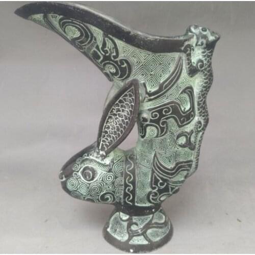 China bronze rabbit head wine cup crafts statue