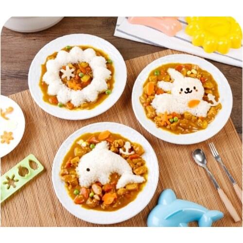 Creative cute rabbit dolphins seaweed rice box mold DIY vegetarian mold baby food bento mold gadgets