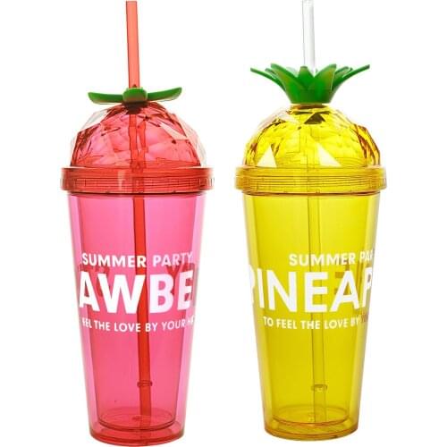 Summer Fruit Plastic Cup Childrens Cup Female Cute Creative Glass Water Bottle Water Bottle Crystal Water Bottle water bottles