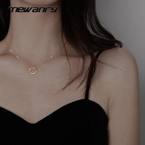 Mewanry 925 Sterling Silver Necklace for Women Charming Accessories Elegant Simple Hollow Geometric Party Jewelry Birthday Gifts