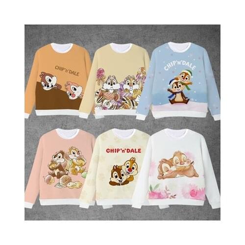 Disney Chip Dale Fashion Anime Figures Cartoon Products Cosplay Accessories Customized Sweatshirt Casual Hoodie Gifts Unisex