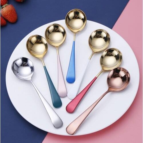 New Stainless Steel Spoon Coffee Spoon Eco-friendly Rust-proof Stainless Steel Hot Drinking Spoon Flatwares for Dorm