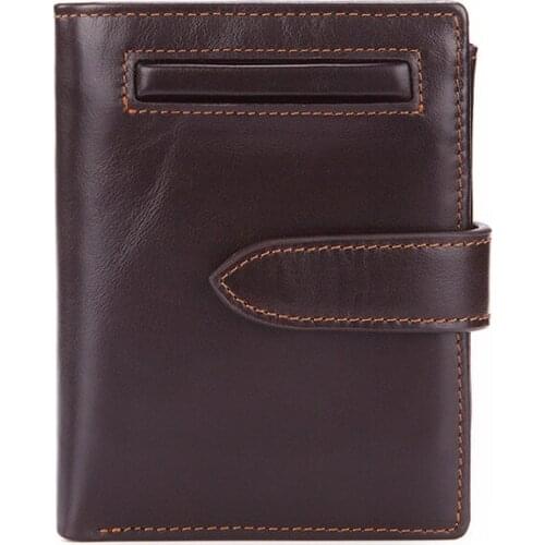 Spot new FRID anti-theft brush hot sale 2018 first layer leather mens wallet short European and American oil wax cowhide