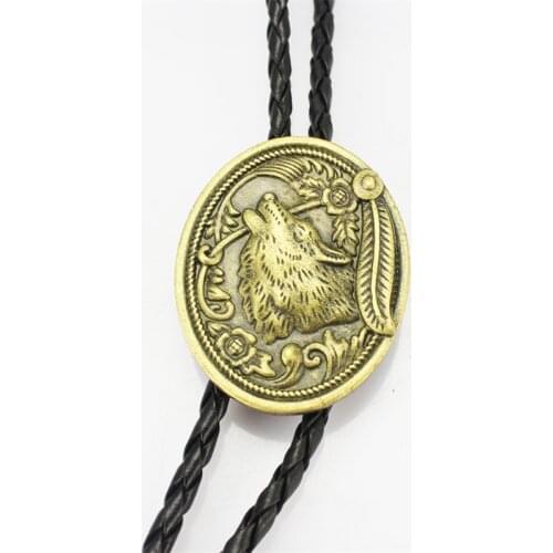 New American western cowboy wolf head bolo tie tie summer shirt bolo tie clip