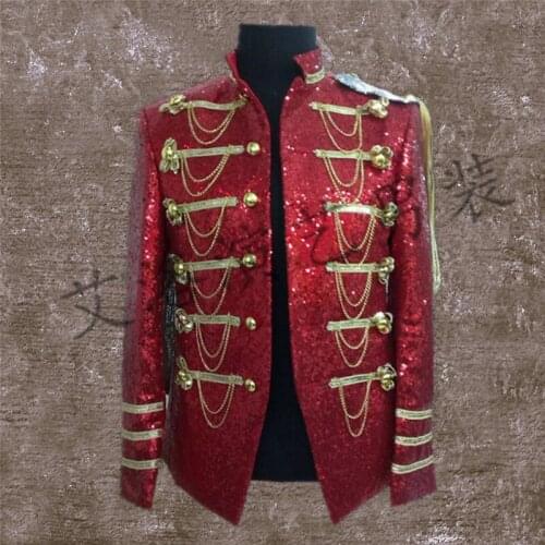 The new men 's long suit bar singer performance costumes host with the suit jacket do241