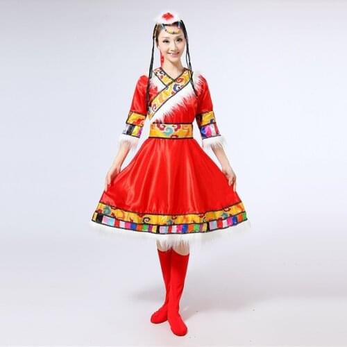 Wholesale Tibetan dress Chinese folk dance costumes clothing dress stage dance wear performance Chinese dance costumes TA921
