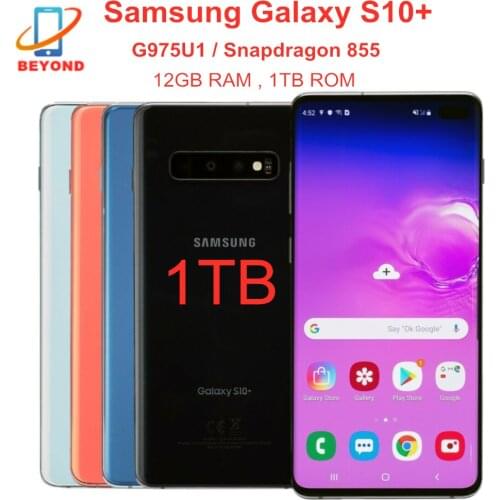 Samsung Galaxy S10+ S10 Plus G975U G975U1 1TB ROM 12GB RAM Octa Core 6.4' Snapdragon 855 NFC LTE Original Unlocked Cell Phone