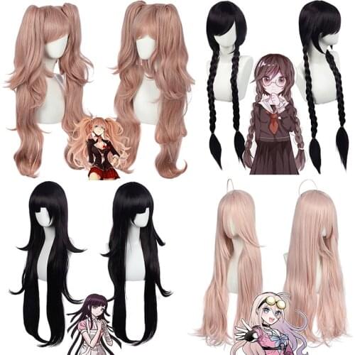 Anime Danganronpa Cosplay Wigs Women Men Halloween Dangan Ronpa Miu Iruma/Toko Fukawa Long Heat Resistant Synthetic Hair C40K221