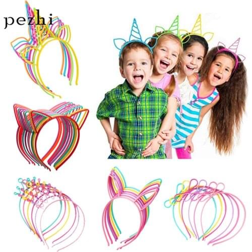 Unicorn Headband crown Cat ears bow animal cute girl Hair Hoop hairband children Birthday Supplies Party Accessories Headwear
