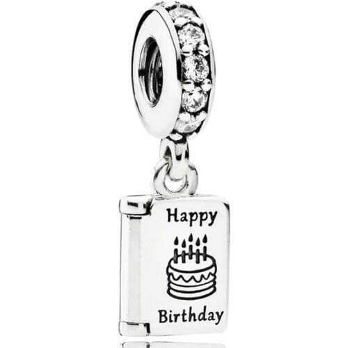 Original Celebrate Birthday Wishes With Crystal Pendant Beads Fit 925 Sterling Silver Charm Bracelet Bangle DIY Jewelry