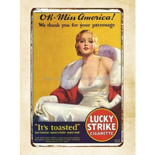 Lucky Strike Cigarettes tobacco sexy lady metal tin sign home decor