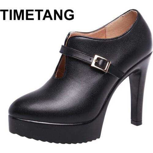 TIMETANG New 2019 Fashion Pointed Toe Deep Mouth 11 CM Stilettos Black Platform Womens High Heel Pumps Shoes For Ladies Dance