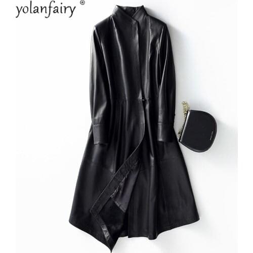 Genuine Leather Jacket Women Spring Autumn 100% Real Sheepskin Coat Women Clothes 2020 Korean Vintage Long Windbreaker 1839