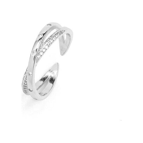 Fashion Cubic Zircon Simple Rings Silver color Geometric Adjustable Rings For Women Jewelry 2021