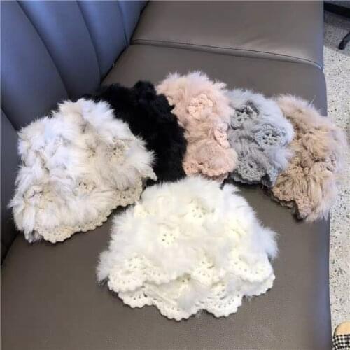 Women Beret Hat Bonnets Ethnic Style Handmade Knitted Woolen Cap Ladys Autumn And Winter Retro Elegant Flower Warm Caps