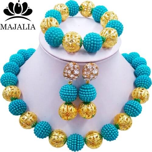 Majalia Fashion Classic Nigerian Wedding African Jewelery Set Blue Crystal Necklace Bride Jewelry Sets Free Shipping 1ZQ0014