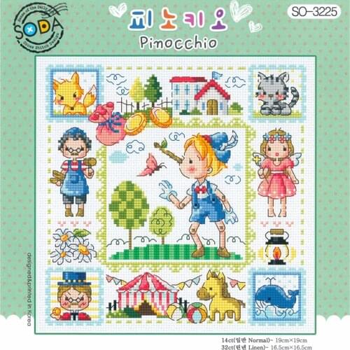 Gold Collection Lovely Counted Cross Stitch Kit A Fairy Tale Little Boy Long Nose Cat Horse Fox SO 3225