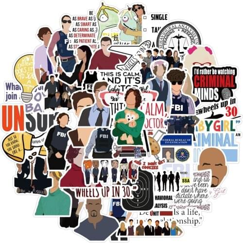 10/50PCS Classic TV Show Criminal Minds Stickers Laptop DIY Motorcycle Luggage Phone Guitar Skateboard Kids Cool Sticker Decals