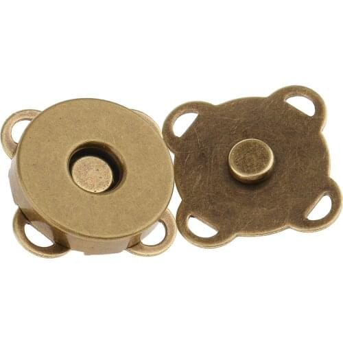 20 Sets Metal Magnetic Clasp Buckle Bag Clasps Buttons for Craft Clothing Bag DIY Sewing Supplies, 14mm Bronze & Silver