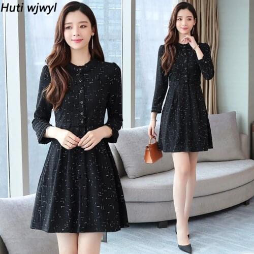 2021 Vintage Black Chic Long Sleeve Mini Dresses Autumn Winter Plus Size Solid Sexy Women Bodycon Dress Elegant Party Vestidos