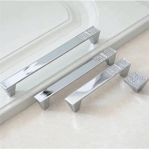 3.78'' 5'' 6.3'' Crystal Glass Cabinet Handles Zinc Alloy Drawer Dresser Pulls Kitchen Cupboard Door Knob Furniture Hardware