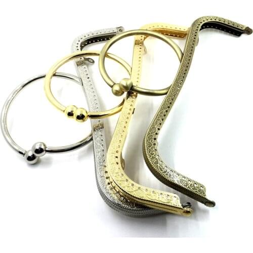 5Pcs Big Ring Flowers Convex Metal Frame Kiss Clasp Lock Clutch Handbag Coins Purse Handle Part 22cm