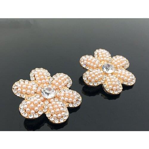 50pcs Flower Pearl Crystal Rhinestone Applique Wedding Dress Belt Veil Shoes Invitation Decor Hairpin Button Embellishment