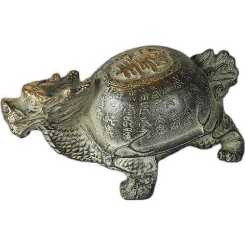 Antique bronze, gilded, longevity, dragon and tortoise ornament, Zhaocai, Nafu, Bronze Ware collection, home decoration