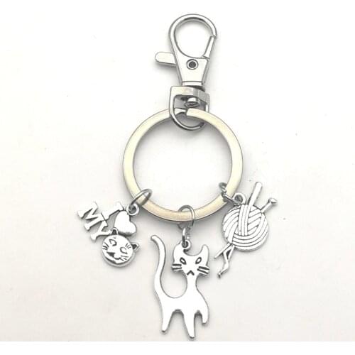 2020 I love cats yarn ball cat keychain cat lovers cute cat pendants creative handmade keychain Ms birthday gift souvenir