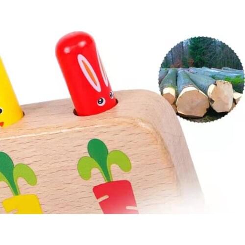 Wooden Pop Up Toy Early Educational Toy For Toddlers Baby Rabbit Jumping Game Stick Baby Exercise Hand Eye Coordination Game