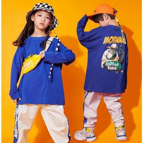 Kids Fashion Hip Hop Clothing Oversize Sweatshirt Tops Jogger Pants Streetwear Pants for Girls Boy Jazz Dance Costume Clothes