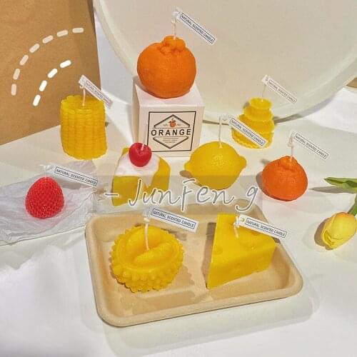 Halloween Home Decorations Simulation Fruit Durian Strawberry Birthday Cake Cheese Cheese Aroma Candle Souvenir Desktop Decorate
