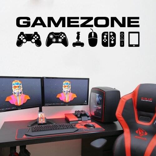 Video Game Joystick Gamepad Wall Sticker Playroom Gameroom Gaming Zone Controller Wall Decal Party Vinyl Home Decor
