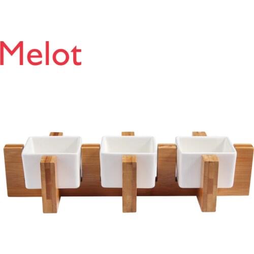 Hotel Bamboo Creative Ceramic Square Cup Artistic Dish Cold Dish Plate Cold Dish Snack Plate Restaurant Special Tableware
