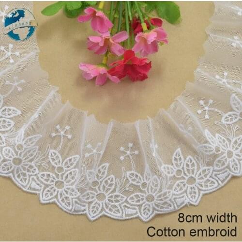 8cm wide wave white cotton embroidery lace french lace ribbon fabric guipure diy trims warp knitting sewing Accessories#4108