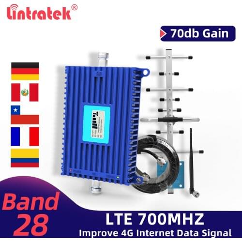 Lintratek 4G 700 Phone Signal Repeater Ampli LTE 700Mhz Band28 Cellular Booster AGC 70dB LTE Cellphone Amplifier For Europe