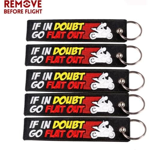 5 PCS/LOT Fashion Car Keychains for Motor IF IN DOUBT GO FLAT OUT Embroidery Letter Car Key Chain Bijoux Gifts Tag Porte Clef