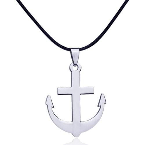 HC Punk Mens Necklace Anchor Pendants Black Color Stainless Steel Necklaces & Pendants Fashion Men Gifts Jewelry Dropshipping F