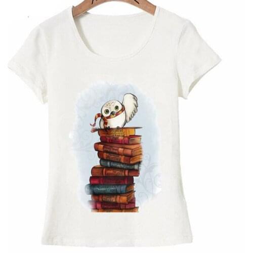 Dugujunyi 2020 Novelty Summer Trend Women t-shirt Cute Hedwig Print T-Shirt Funny Owl Design Short Sleeve casual Tops female Tee