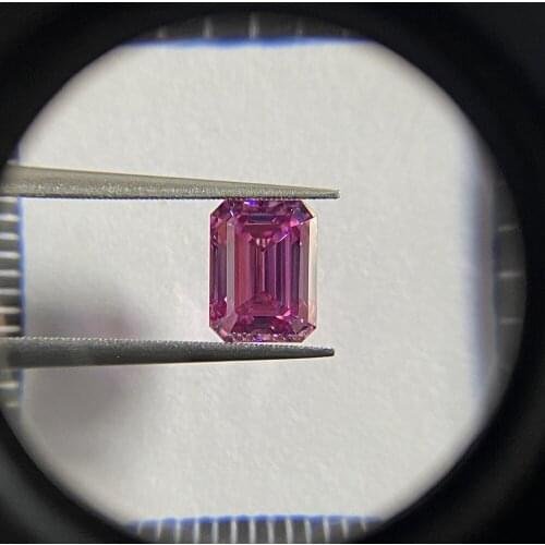 2021 New Products Emerald Cut 8x6mm 2 Carat Special Color Vivid Fancy Pink Moissanite Loose Gemstone Diamond