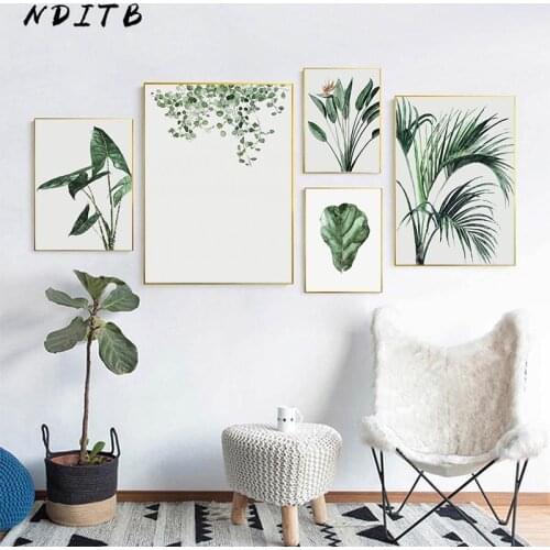 Watercolor Plant Leaf Canvas Poster Nordic Wall Art Print Scandinavian Decoration Painting Decorative Picture Home Room Decor