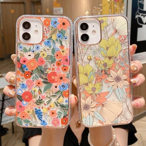 For iPhone X XS XR Cases Transparent Colorful Rose Flowers Phone Case For iPhone 11 12 Pro Max 7 8 Plus Banana Leaf Back Cover