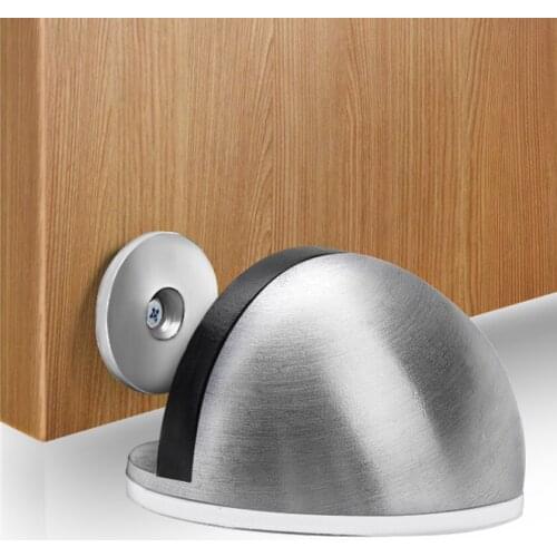 Stainless Steel Rubber Door Stopper Non Punching Sticker Hidden Door Holders Floor Mounted Nail-free Door Stops Door Holder