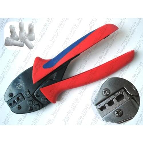 Hand crimping tool for cap and insulated closed terminals and cable connectors S-103