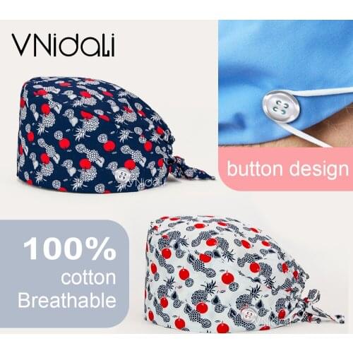 Medic cap man fashion cotton skull cartoon print hat adjustable work cap beauty salon nursing cap male surgical hat wholesale
