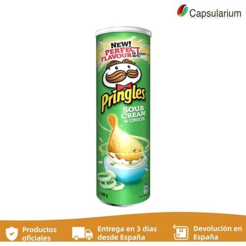 Pringles Sour Cream & Onion potato chips 165g. Original American salty Snack to eat-Capsularium